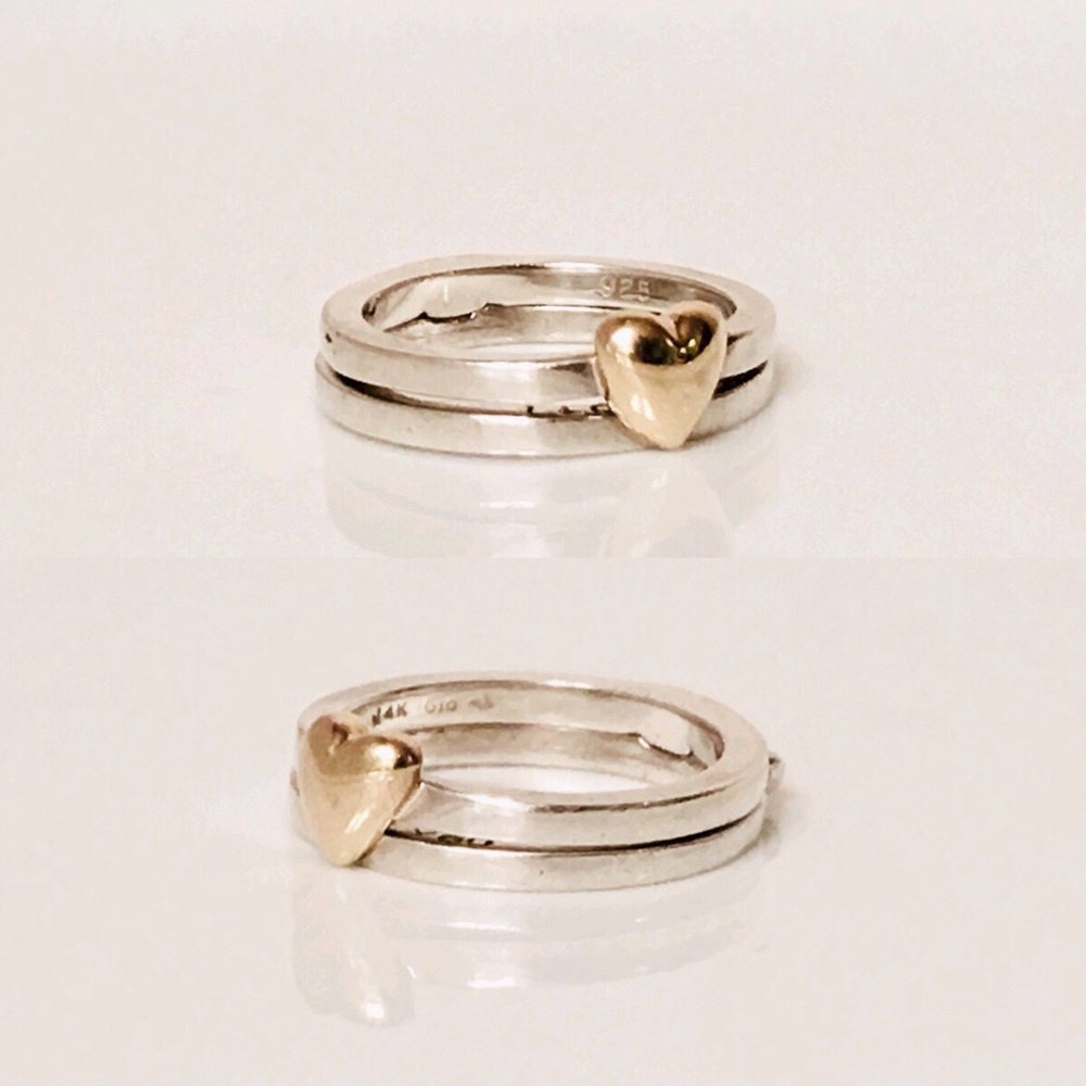 Unique Sterling & 14k Gold Hinged I Love You Ring - Picture 3 of 8